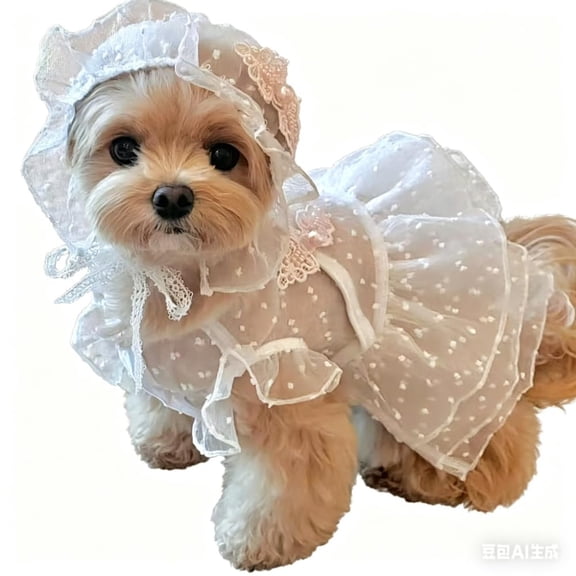 Spring and Summer Dog Lace Princess Dress, Pet Tulle Skirt, Universal for Cats & Dogs, Suitable for S and M Pets