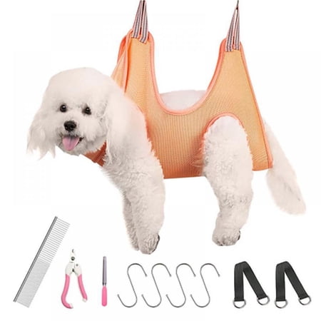 Cats Dogs Pet Grooming Hammock Harness, Dog Holder for Grooming, Pet Supplies Kit, Pet Stuff Helper with Nail Clippers/Trimmer, Pet Comb, Nail File for Pet Bathing