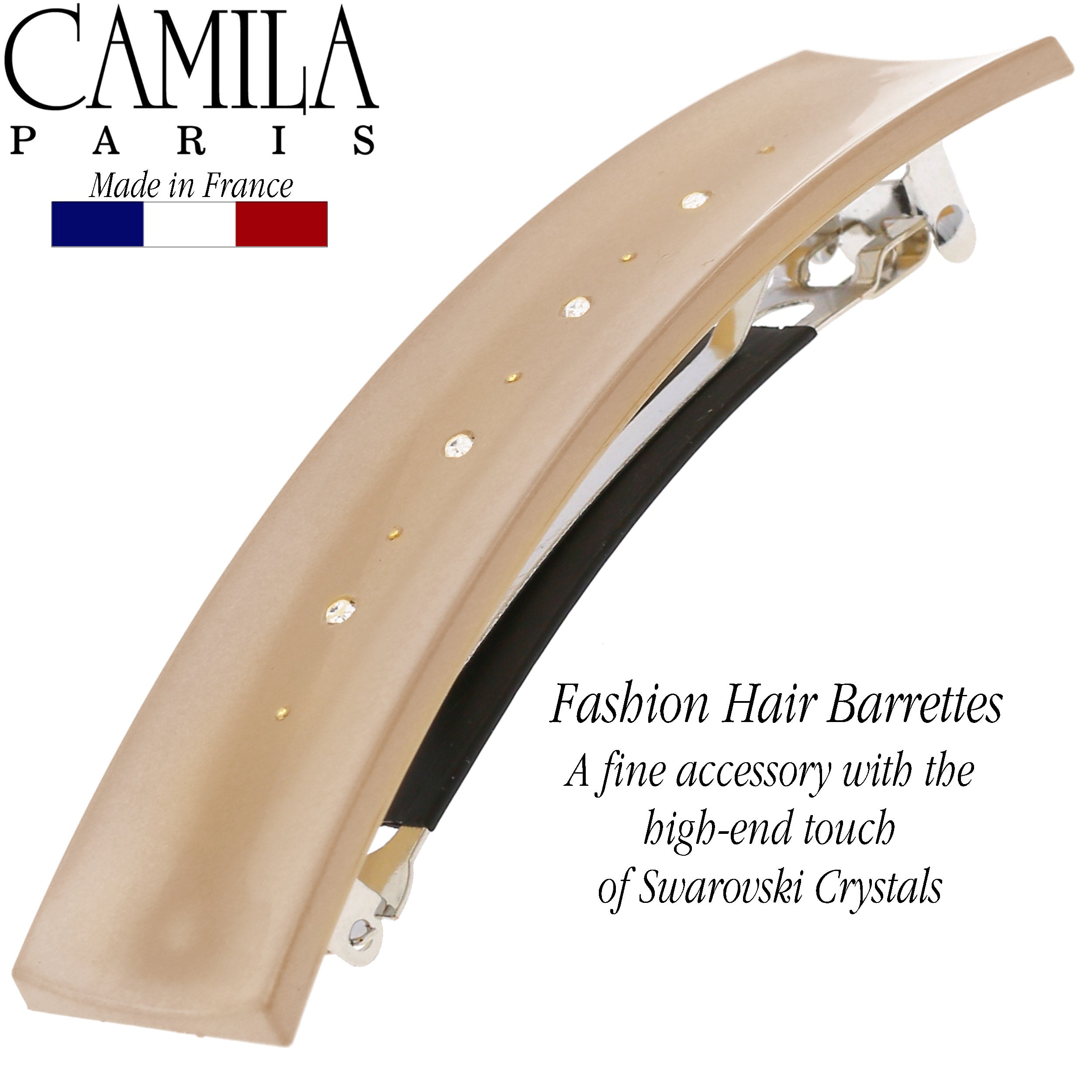 Camila Paris CP3190 French Hair Barrette Clip for Girls, Red, Rubberized Automatic Clasp Strong Hold Grip Hair Clips for Women, No Slip and Durable Styling Girls Hair Accessories, Made in France
