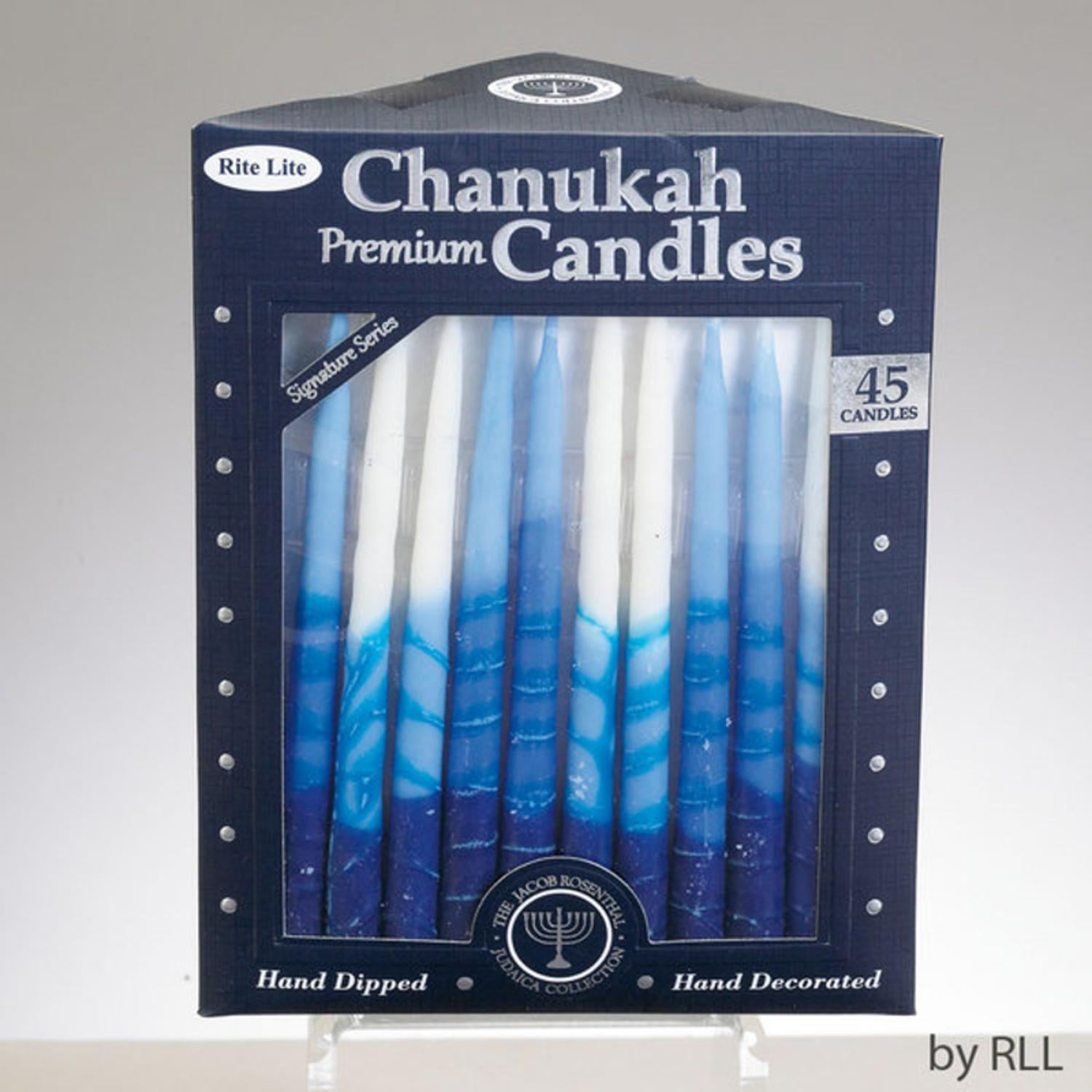 45 Pack Blue Shades and White Beeswax Hanukkah Candles