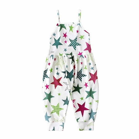 

QIPOPIQ Toddler Girl Clothes Clearance Children s Summer Romper Printing Sling Sleeveless Backless Short Jumpsuit Outfits