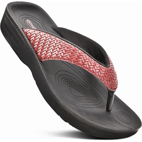 AEROTHOTIC Flip Flops for Women with Arch Support Plantar Fasciitis Orthopedic Cushioned Footbed Comfortable Non-Slip Sole Dressy Casual Recovery Women Sandals