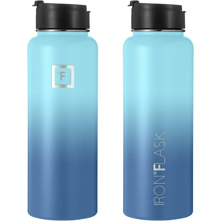 IRON °FLASK Sports Water Bottle - 32 Oz, 3 Lids (Spout 32 Aquamarine