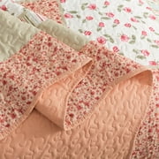 EWAYBY King Quilt Bedding Set 3-Piece Bedspread Coverlet Set Reversible Floral Patchwork Quilt Sets, Pumpkin