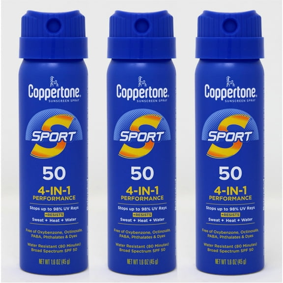 3PC Coppertone Coppertone 85606174 Sport Sunscreen Spray, 1.6 Oz