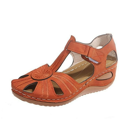 

YanHoo Orthopedic Sandals for Women Women Walking Slippers with Arch Support Anti-Slip Breathable Sandal Vintage Slip On Sandals Women Dressy Summer Flat