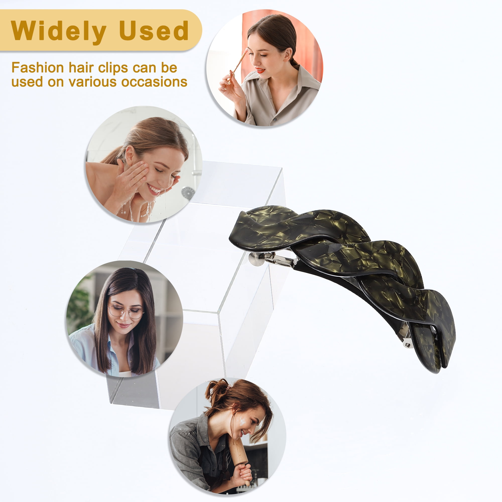Unique Bargains Large French Hair Barrettes Thick Hair Olive Green