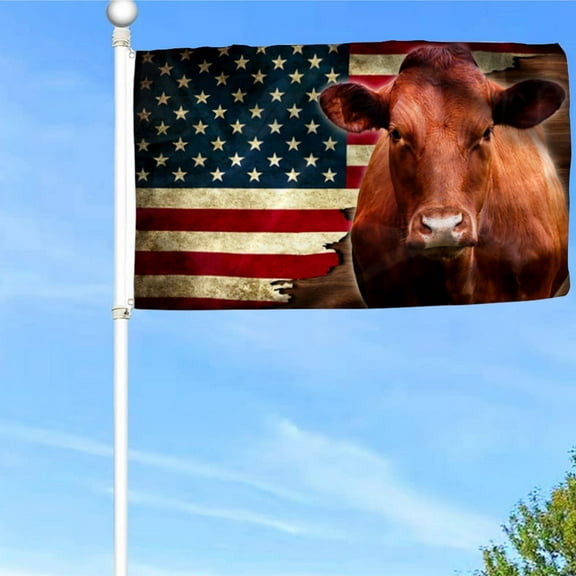 Red Angus Cattle American Grommet Flag Banner with Grommets 3x5Feet Man cave Decor