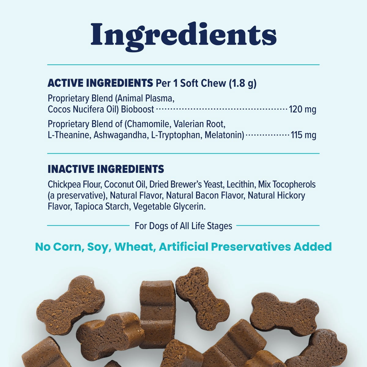 Solid Gold Calming Supplement for Dogs, for Anxiety and Stress Relief, Bacon 60 Count