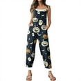 thumbnail image 4 of WTOBBY Women's Jumpsuit with Halloween Retro Print, Casual Loose Design and Suspenders in Cotton and Linen, Perfect for Relaxed Wear and Seasonal Events,NavyS, 4 of 6