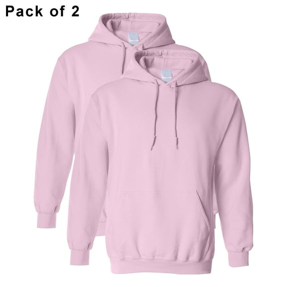 Gildan Hooded Sweatshirt | Essentials Fleece Heavy Blend Pullover Hoodie for Men, 8 oz. 50-Cotton / 50-Polyester in Light Pink, Pack of 2- Size S
