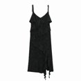 thumbnail image 2 of Femmes Été Robe Volantée Floral Jacquard V Robe de Soirée Fendue Sans Manches pour Cocktail S / M / L / XL / XXL, 2 of 4