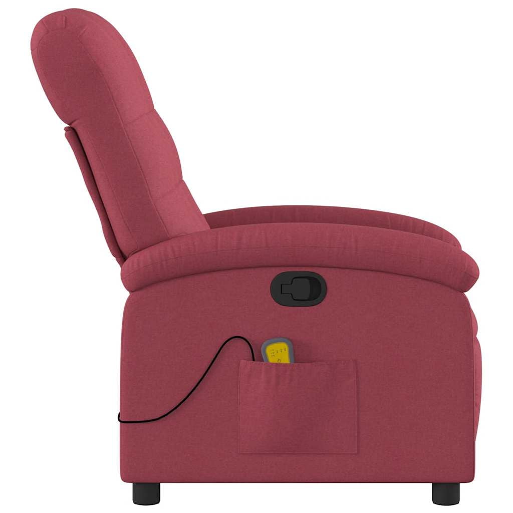 vidaXL Massage Recliner Chair, Adjustable Backrest/ Footrest, Wine Red Fabric Reclining Sofa