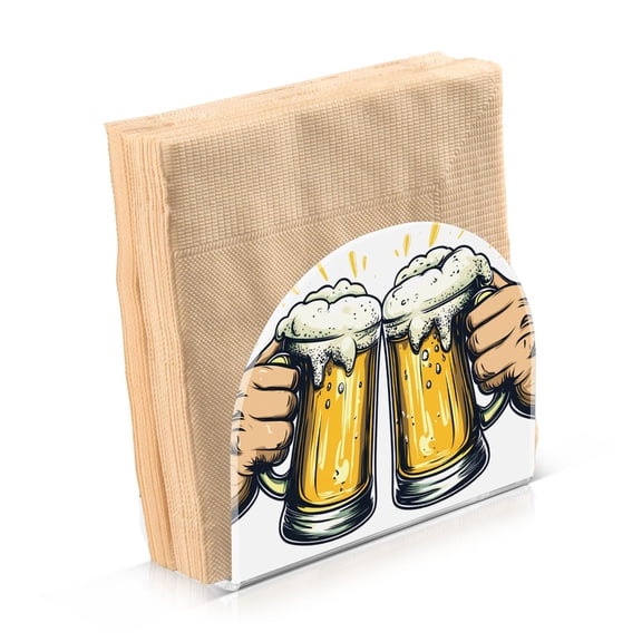 Dailycode Napkin Holder for Table Acrylic Kitchen Paper Tissue Dispenser, Cheers for Beer Mugs