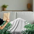 thumbnail image 3 of Palm Leaf Soft Flannel Fleece Throw Blanket, Framework with Rainforest Foliage Leaves in Watercolors, Cozy Plush for Indoor and Outdoor Use, 50" x 60", Hunter Green, by Ambesonne, 3 of 5