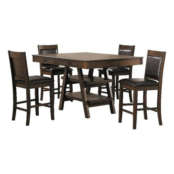 Pemberly Row 5-piece Rectangular Wood Dining Set Brown and Walnut