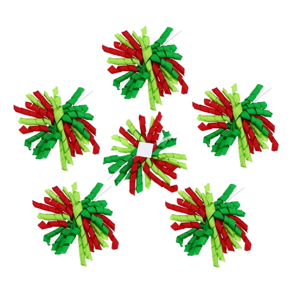 Uxcell 4" Curly Bows for Gift Wrapping, 6Pcs Self Adhesive Twist Tie Grosgrain Ribbon Bow for Treat Bag Christmas Birthday Gift Box Party Favors Decor, Red Green