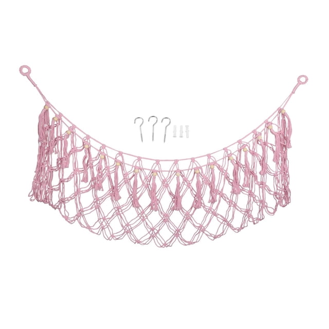 Red de malla para hamaca de animales de peluche grandes, colección de decoración para el hogar, red colgante Rosa