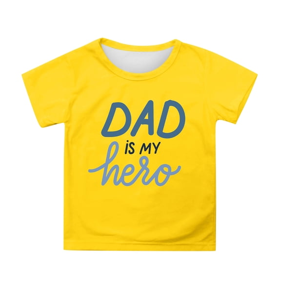 SRZYMJ I Love My Dad Shirt Girls Cute Graphic Tees Daddys Girl Tshirt Fathers Day Shirts for Kids Casual Summer Tops Yellow 6-7 Years