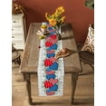 thumbnail image 5 of Table Runner Dresser Scarves 120 Inch Long,Independence Day Blue Red Patriotic Flag Linen Dining Table Runners Star Stripe Leaves on Lattice Tabletop Scarf for Wedding Holiday Party Kitchen, 5 of 9