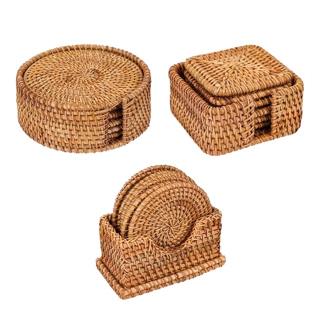 6pcs/set Cotton Coasters Non-slip And Addition To Home Heat Insulation Braided Coasters Style 3 Diameter 13cm