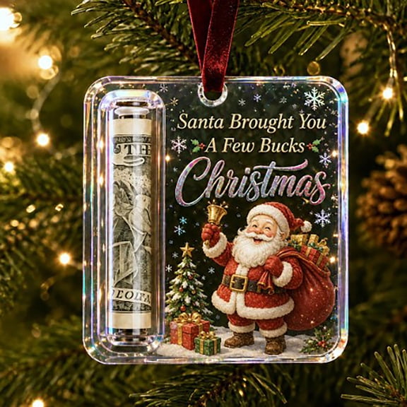 Christmas Money Holder Ornament Acrylic Cash Gift Holder Keepsake Hanging Christmas Tree Decoration