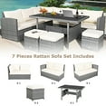 Gymax 7PCS Rattan Patio Sectional Sofa Set Conversation Set w/ White