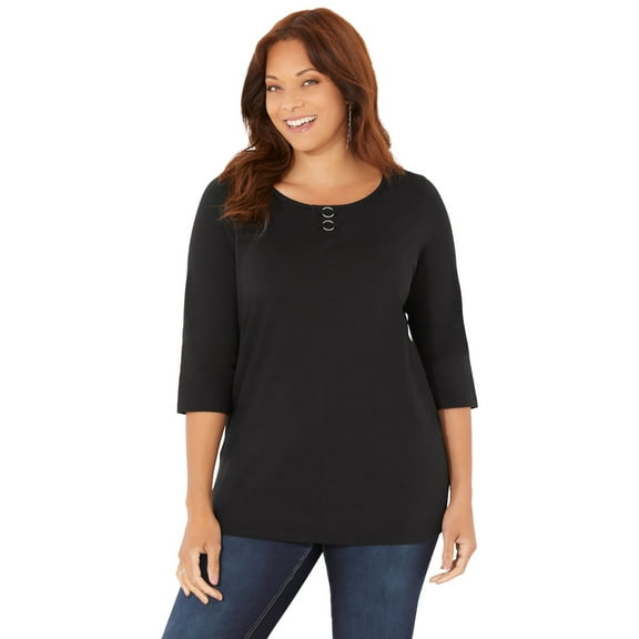 Catherines Women's Plus Size Suprema Studio Double-Ring Tee