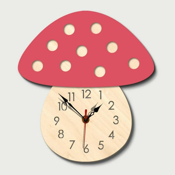 EGNMCR Wall Stickers, Cute Stickers Hedgehog Wall Clock Silent Wooden Clock for Home Living Room Wall Clock