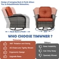 thumbnail image 5 of 3-Piece Swivel Rocker Wicker Chair Set of 2 ，360-Degree Rocking Chairs Outdoor with Cushions，Glass Table for Garden,Backyard, Bistro.Red, 5 of 7