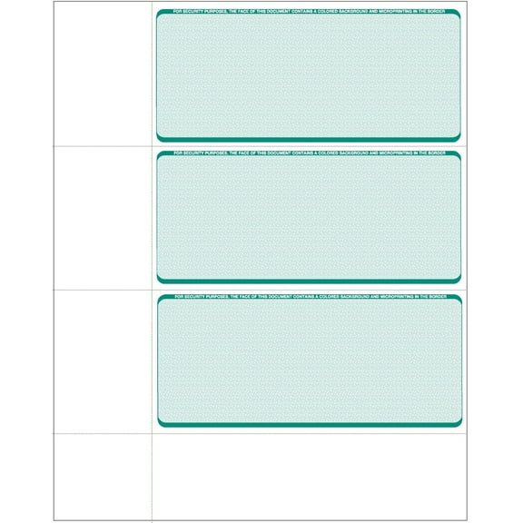 Computer Check Paper - Blank Personal Wallet Checks 3 on a Page - Compatible with Versa Check, QuickBooks, Quicken, and Any Laser Printer - 500 Sheets / 1500 Checks, Green Diamond