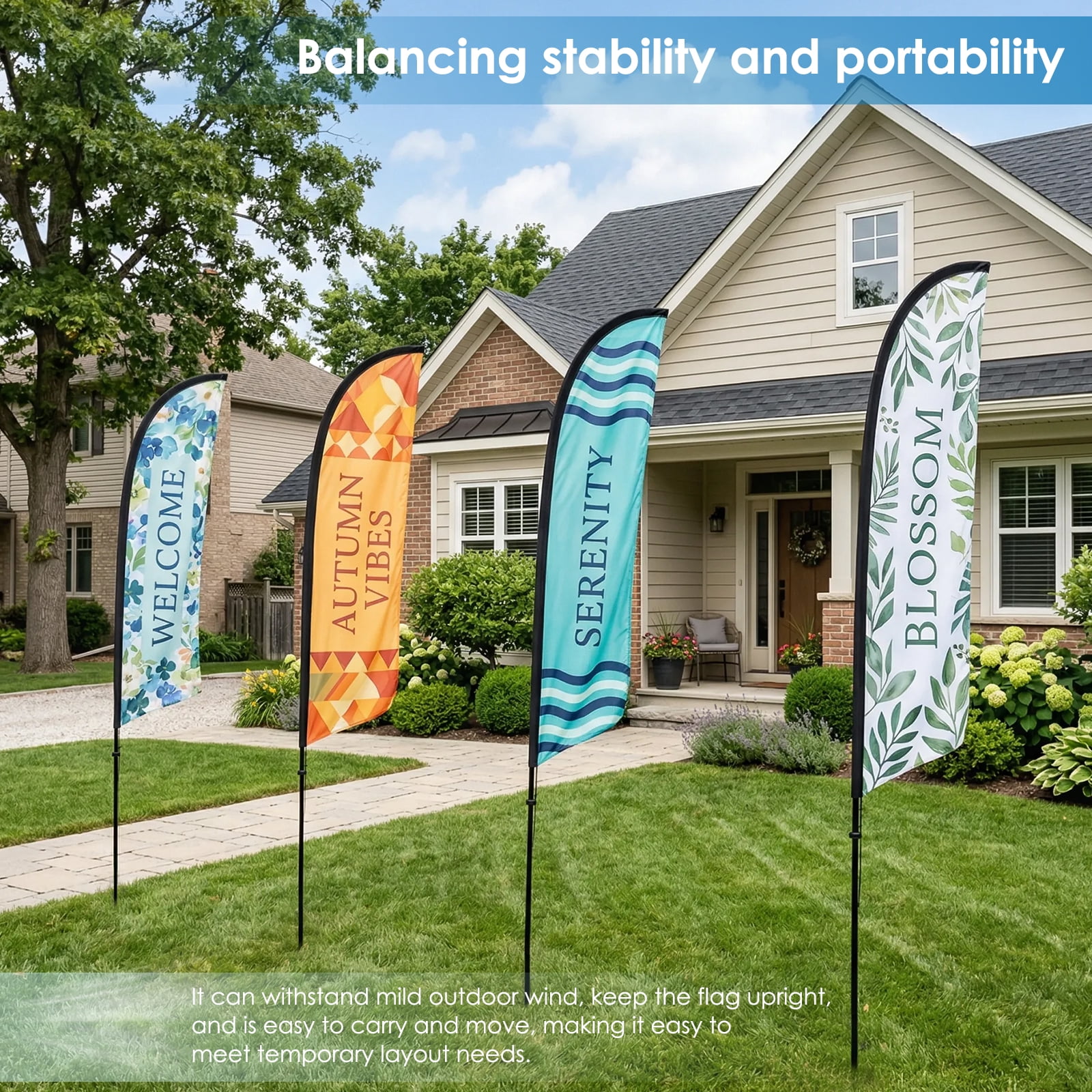 AEVXKHI 8FT Feather Flag Pole Kit, Aluminium Alloy Fiberglass Banner Flagpole Kit with Ground Spikes, for Outdoor Business Advertising Sporting Events