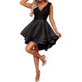 thumbnail image 4 of Vestido mini estilo patinador con escote en V y lentejuelas brillantes para mujer para fiesta de cóctel, 4 of 7