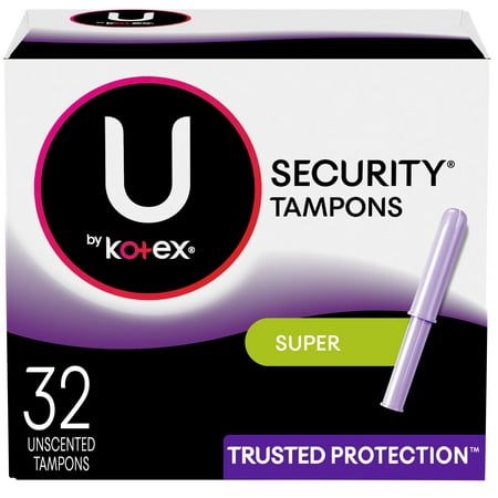 Kotex U Security Tampons, Super Absorbency, Unscented, 32 Count