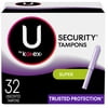 Kotex U Security Tampons, Super Absorbency, Unscented, 32 Count