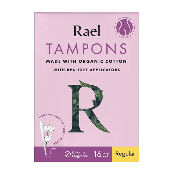 Rael Tampons Made With Organic Cotton With BPA-Free Applicator, Regular, 16 Count