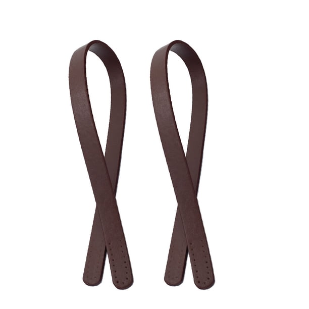 2 Unids 60cm PU Bolso de cuero Manijas Bolsa de mano duradera Correa de repuesto Bolsa de pespunte poroso Cinturón para mujeres Damas Bolsa de bricolaje (Café)