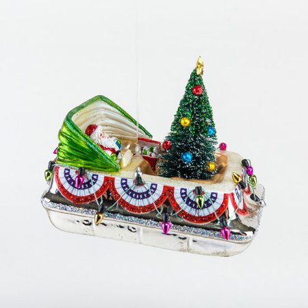 One Hundred 80 Degrees Glass Ornament, Pontoon Boat w ...