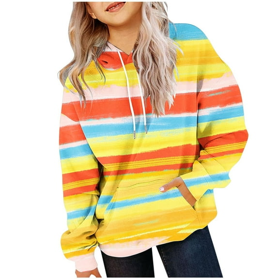 ShomPort Girls Hoodies Girl Casual Oversized Pullover Colorful Long Sleeve Hooded Sweatshirts 4-14 Years