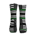 thumbnail image 2 of Women's Men's Thin Green Line America Flag Colorful Novelty Pattern Crew Athletic Socks, 2 of 7