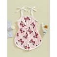thumbnail image 4 of Biekopu Baby Girl Sleeveless Romper Summer Butterfly Print Shorts Jumpsuit Playsuit for Newborn Toddler Cute Clothes, 4 of 9