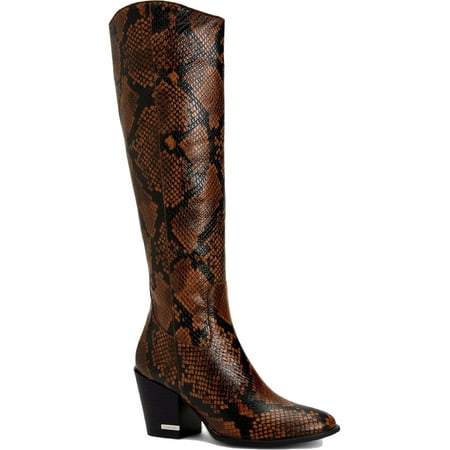 UPC 194060883557 product image for Calvin Klein Womens Massie Leather Pull On Knee-High Boots Brown 8 Medium (B M) | upcitemdb.com