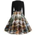 thumbnail image 6 of Christmas Dresses for Women Women's Fashion Round Neck Slim-Fit Christmas Print Long-Sleeved Dress for Christmas Party,Army Green,L, 6 of 6