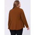 thumbnail image 4 of Blazer de talgrande pamujer con solacon muescas, dobladillo con volantes y péplum, paNavidad marrón 5X, 4 of 5