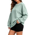 thumbnail image 4 of jehdhy Womens Striped Patchwork Sweatshirts Fall Winter Crew Neck Long Sleeve Shirts Fashion Casual Loose Pullover Tops, 4 of 7