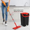 thumbnail image 6 of Floor Flat Mop and Bucket Set, Separates Dirty and Clean Water, Mop and Bucket with Wringer Set for Home, Hands Free Wet/Dry Mop for Walls, 3 Microfiber Mop Pads, Black & Red, 6 of 7