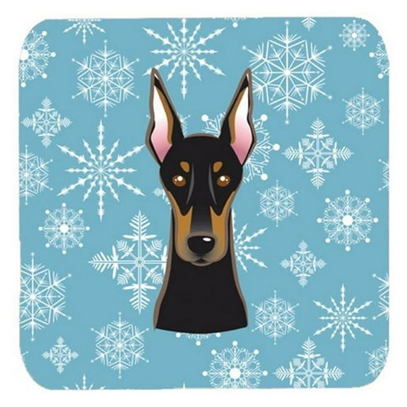 Snowflake Doberman Foam Coasters, Set Of 4
