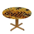thumbnail image 3 of PIKWEEK  Honeycombs Bees Yellow Fitted Round Table Cover with Elastic Protector Table Kitchen Dinner Waterproof Oil-Proof Tablecloth, 3 of 7