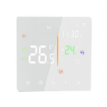 Embedded Thermostat Without WIFI Electric Heater Smart Timing Touchscreen Control Programmable Thermostat for House B,1 * Smart Thermostat,White