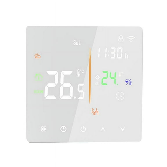 Embedded Thermostat Without WIFI Electric Heater Smart Timing Touchscreen Control Programmable Thermostat for House B,1 * Smart Thermostat,White